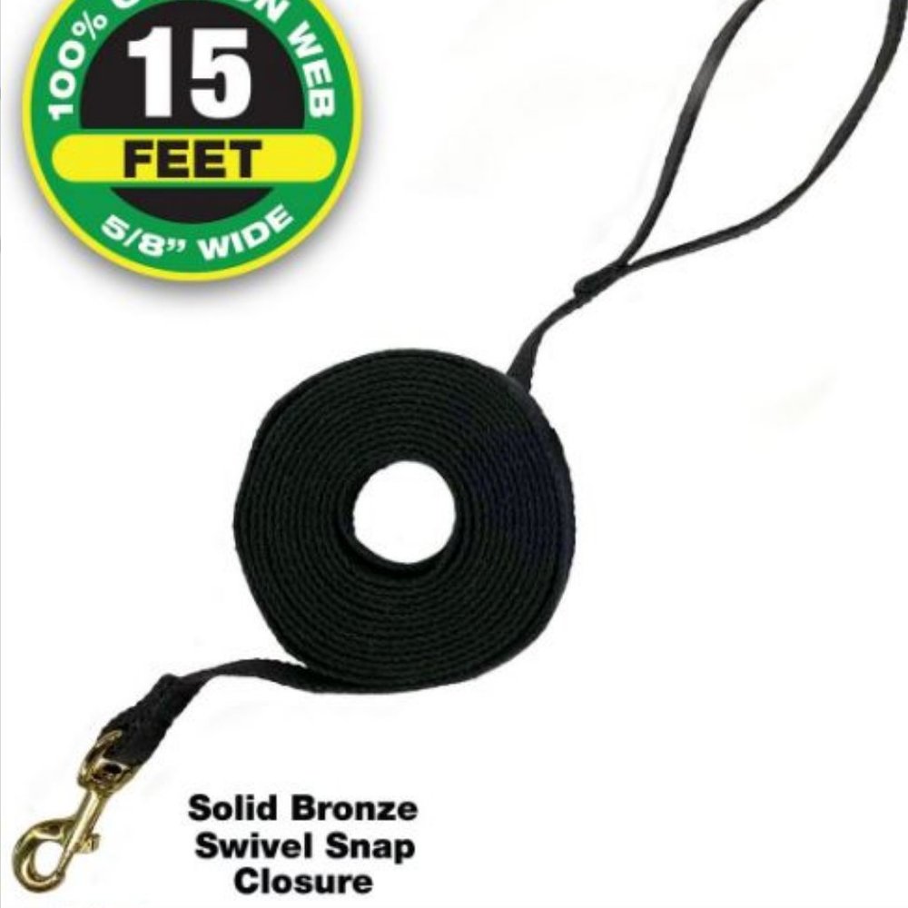 Four Paws Cotton Web Training Dog Lead, Black Fifteen Foot